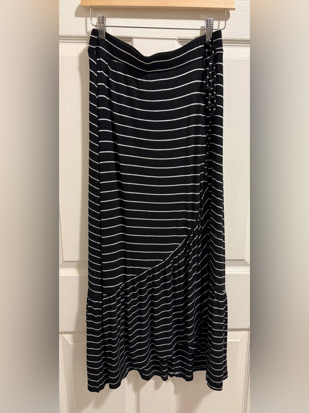 American Rag Black and White Striped Maxi Wrap Skirt